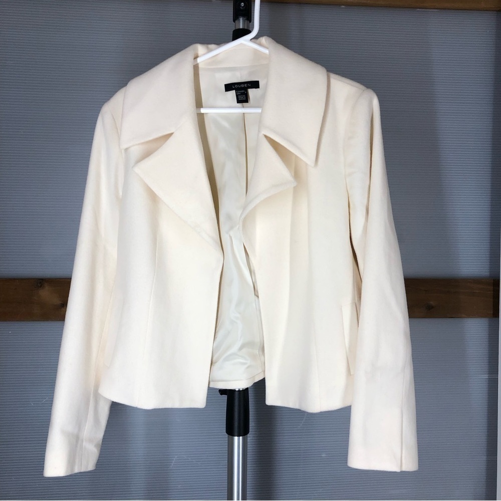 LOUBEN Wool Cashmere Cream‎ Blazer Sz 8